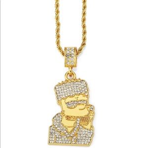 18K Rope Chain with Bart Simpson Pendant